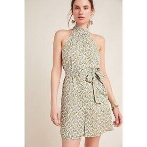Anthropologie Maddie Halter Romper Green Fern Palm Print